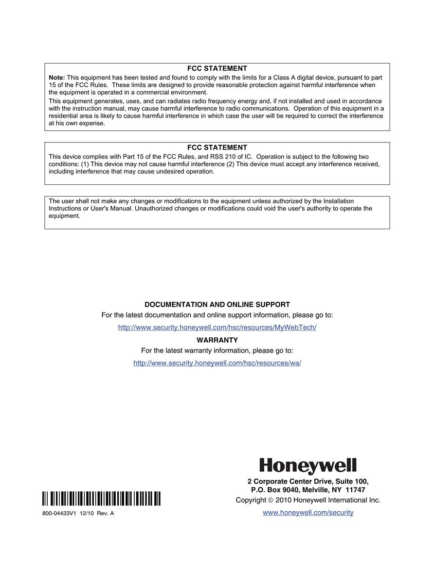  Honeywell 800 04433V1