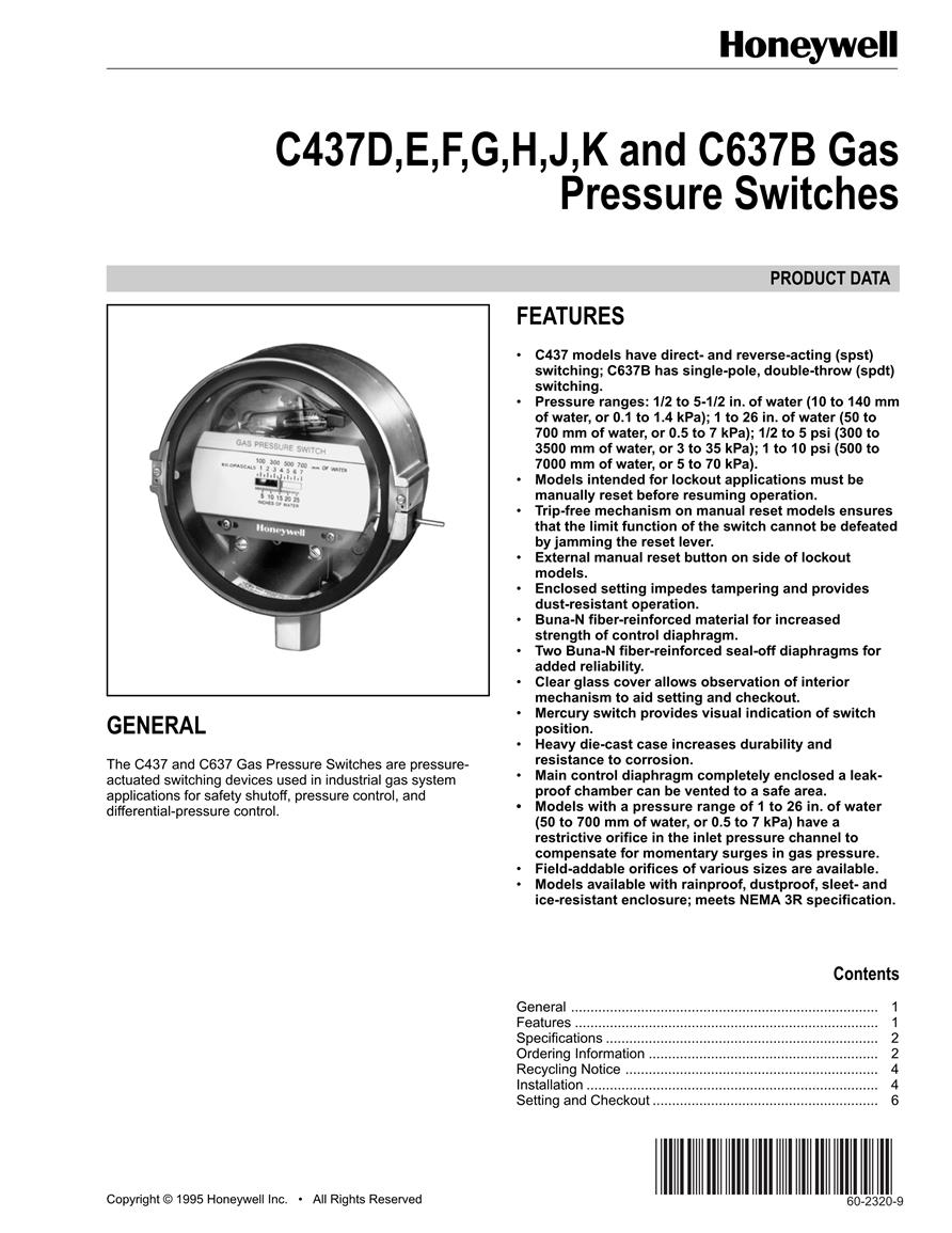  Honeywell C437D,E,F,G,H,J,KANDC637B