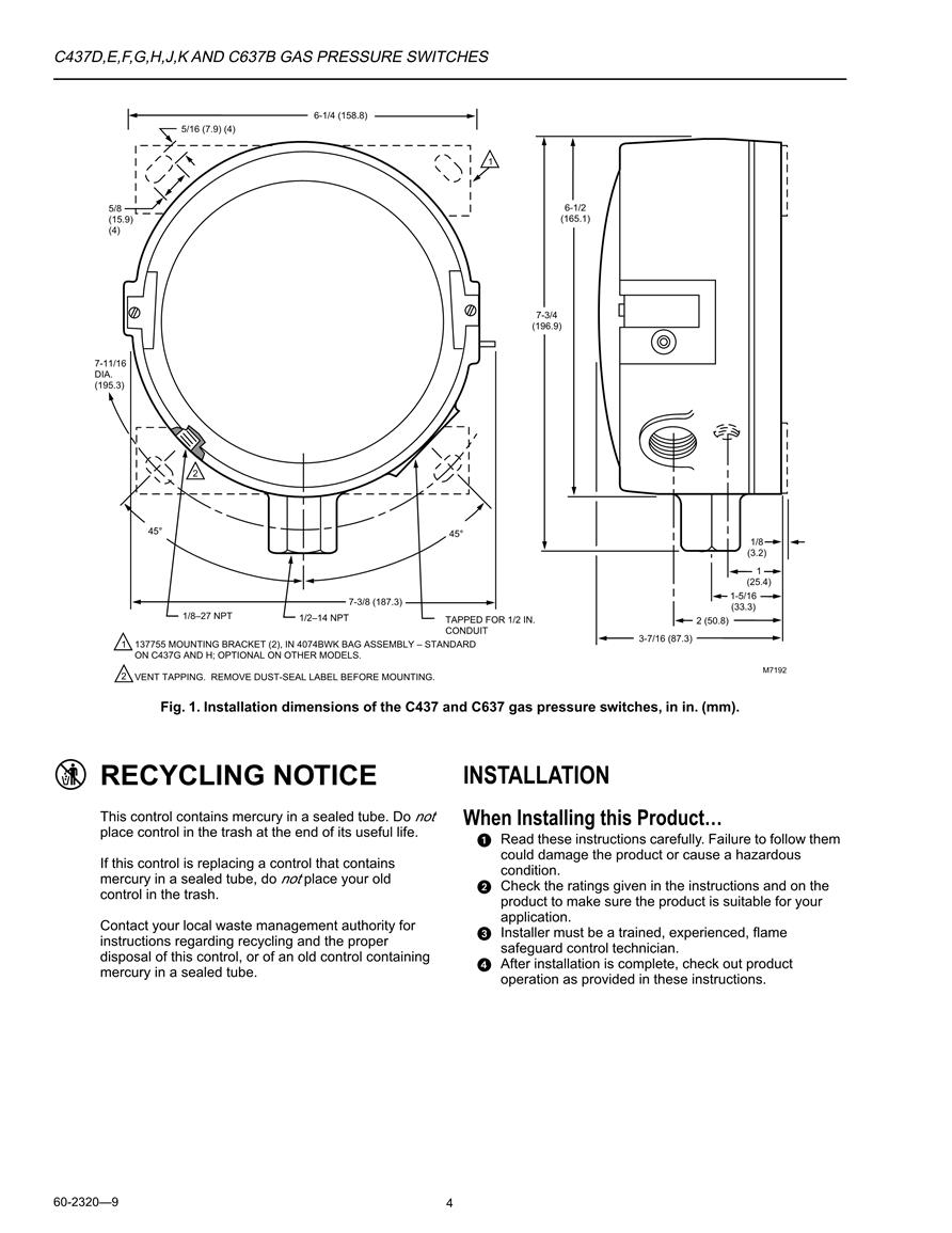  Honeywell C437D,E,F,G,H,J,KANDC637B