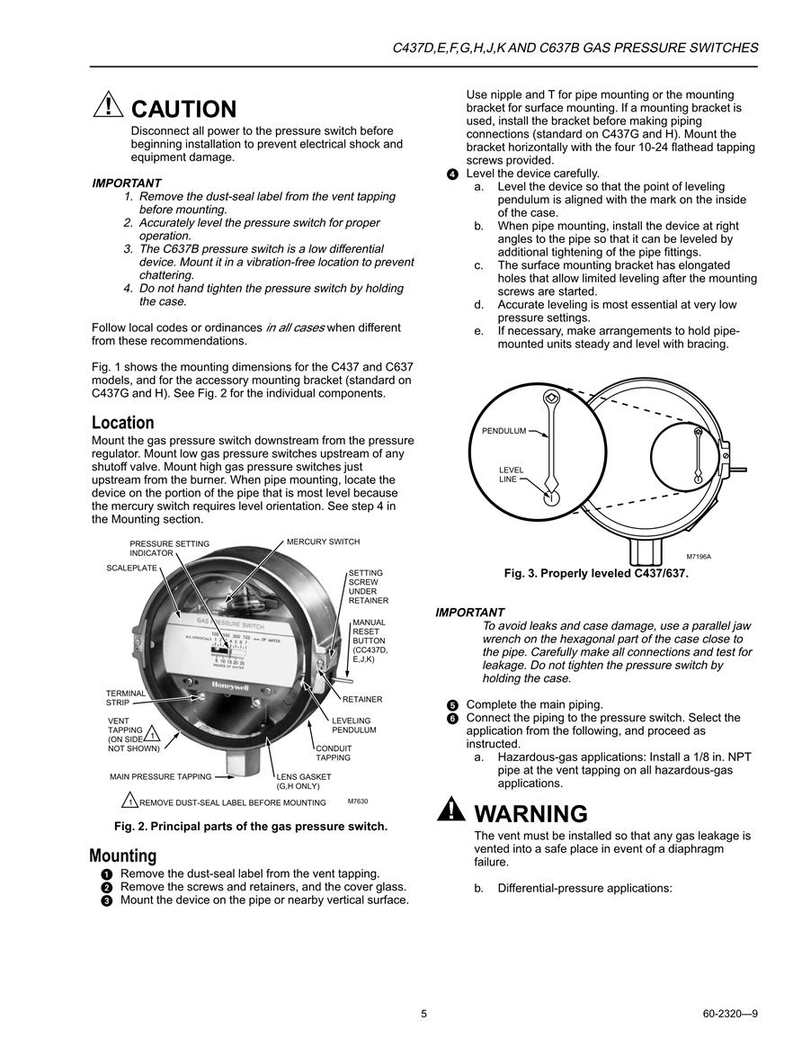  Honeywell C437D,E,F,G,H,J,KANDC637B